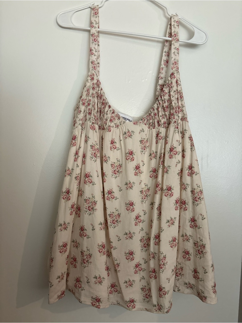Princess Polly Cream Mini Dress with Pink Rose Print
